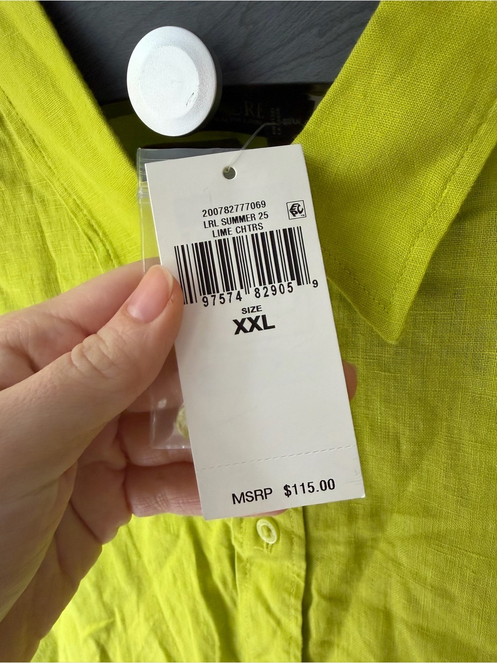 Lauren Ralph Lauren Women's Point Collar Button Placket Shirt Lime Green - Picture 3 of 11